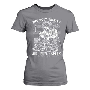 Funny Mechanic Jesus Holy Trinity Air Fuel Spark T Shirt For Women Christian Car Lover Humor Gift for Gearheads TS02 Charcoal Print Your Wear