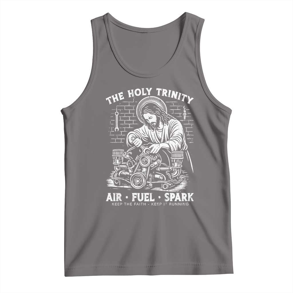 Funny Mechanic Jesus Holy Trinity Air Fuel Spark Tank Top Christian Car Lover Humor Gift for Gearheads TS02 Deep Heather Print Your Wear