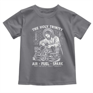 Funny Mechanic Jesus Holy Trinity Air Fuel Spark Toddler T Shirt Christian Car Lover Humor Gift for Gearheads TS02 Charcoal Print Your Wear