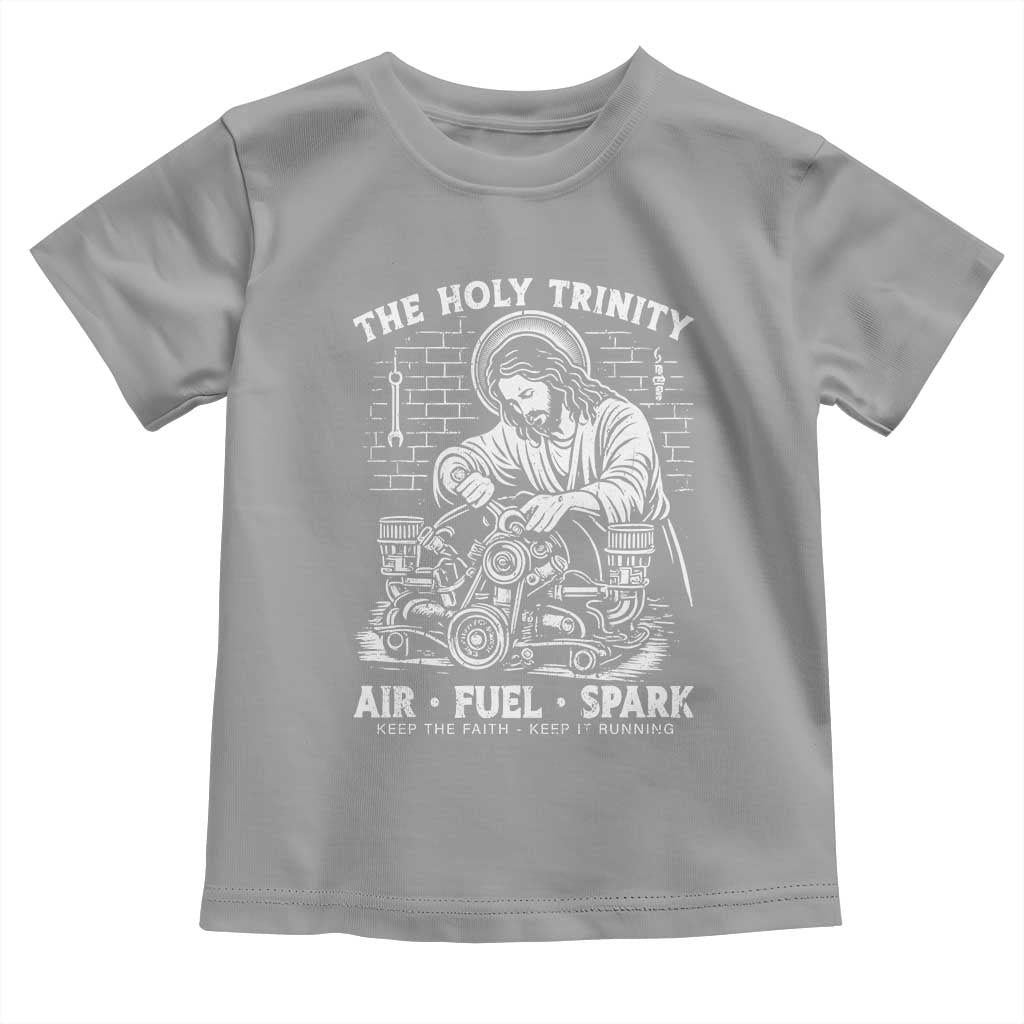 Funny Mechanic Jesus Holy Trinity Air Fuel Spark Toddler T Shirt Christian Car Lover Humor Gift for Gearheads TS02 Sport Gray Print Your Wear