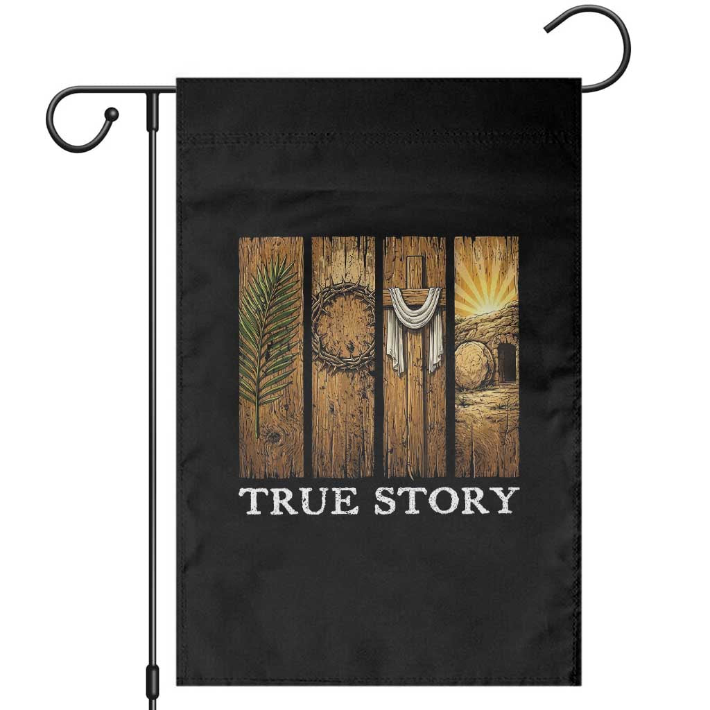Christian Easter True Story Resurrection Scene Vintage Garden Flag Faith Based Jesus Empty Tomb Gift for Believers TS02 Black Print Your Wear