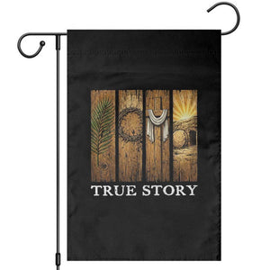 Christian Easter True Story Resurrection Scene Vintage Garden Flag Faith Based Jesus Empty Tomb Gift for Believers TS02 Black Print Your Wear