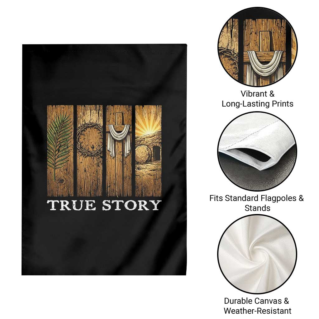 Christian Easter True Story Resurrection Scene Vintage Garden Flag Faith Based Jesus Empty Tomb Gift for Believers TS02 Print Your Wear