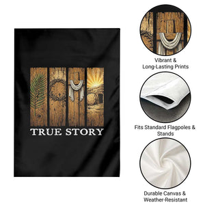 Christian Easter True Story Resurrection Scene Vintage Garden Flag Faith Based Jesus Empty Tomb Gift for Believers TS02 Print Your Wear