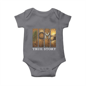 Christian Easter True Story Resurrection Scene Vintage Baby Onesie Faith Based Jesus Empty Tomb Gift for Believers TS02 Charcoal Print Your Wear