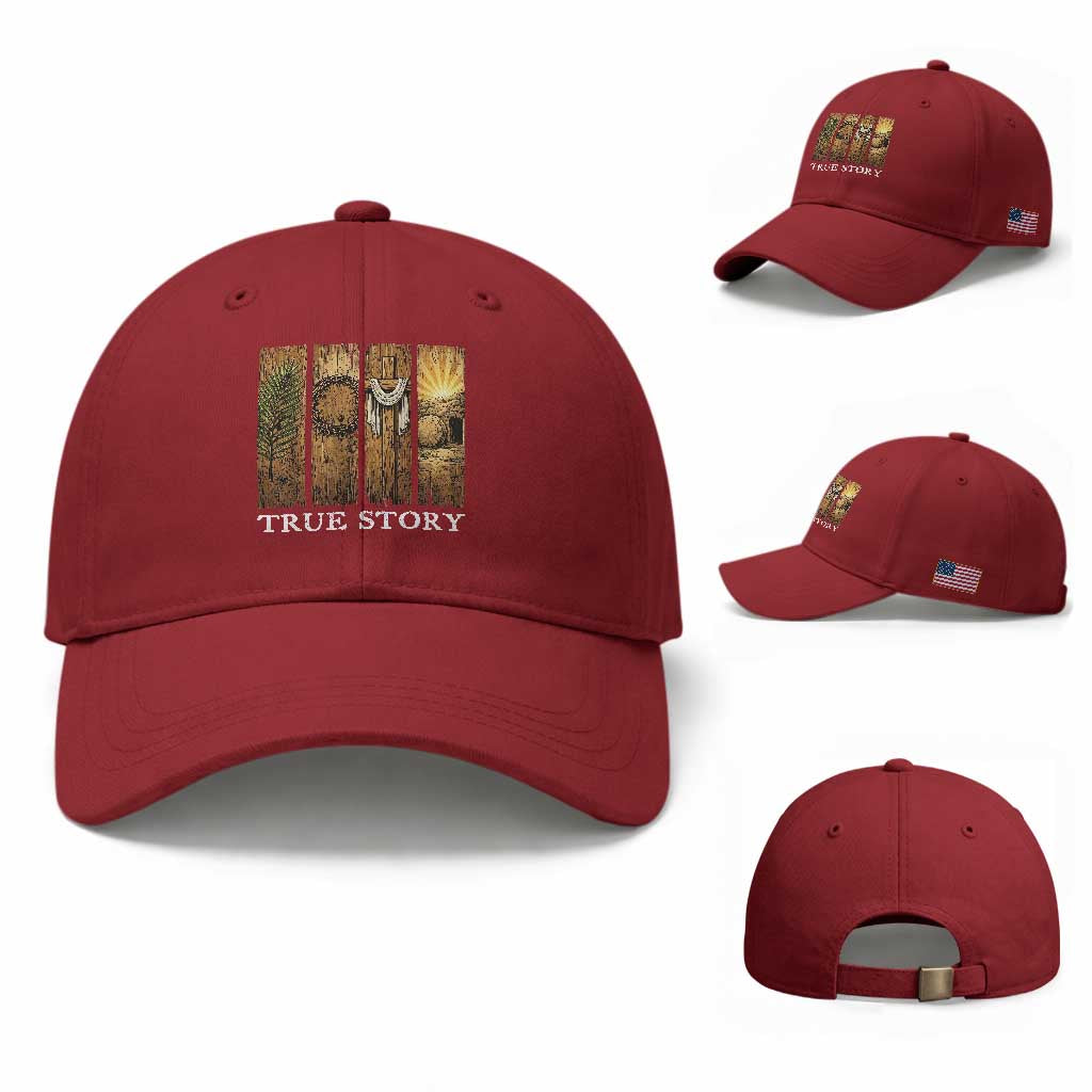 Christian Easter True Story Resurrection Scene Vintage Baseball Cap Faith Based Jesus Empty Tomb Gift for Believers
