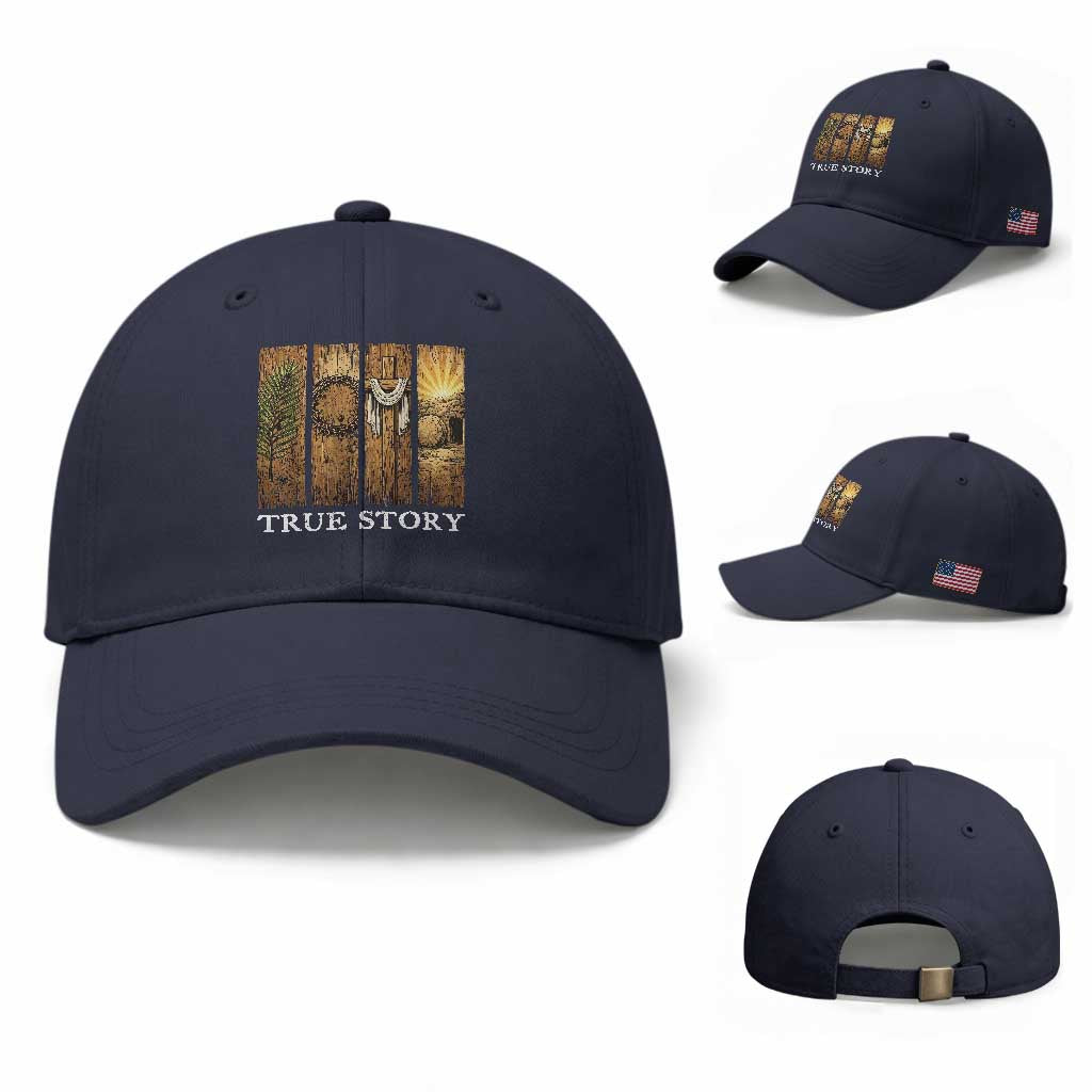 Christian Easter True Story Resurrection Scene Vintage Baseball Cap Faith Based Jesus Empty Tomb Gift for Believers
