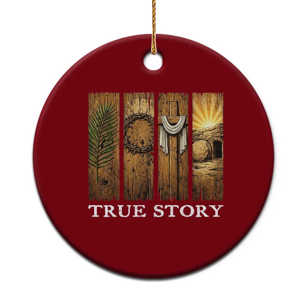 Christian Easter True Story Resurrection Scene Vintage Ceramic Ornament Faith Based Jesus Empty Tomb Gift for Believers TS02 1pc Red Print Your Wear