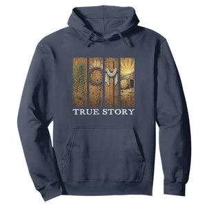 Christian Easter True Story Resurrection Scene Vintage Hoodie Faith Based Jesus Empty Tomb Gift for Believers TS02 Navy Print Your Wear