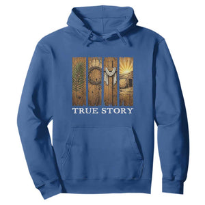 Christian Easter True Story Resurrection Scene Vintage Hoodie Faith Based Jesus Empty Tomb Gift for Believers TS02 Royal Blue Print Your Wear