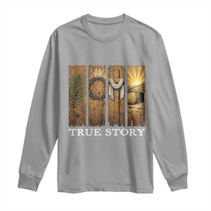 Christian Easter True Story Resurrection Scene Vintage Long Sleeve Shirt Faith Based Jesus Empty Tomb Gift for Believers TS02 Sport Gray Print Your Wear