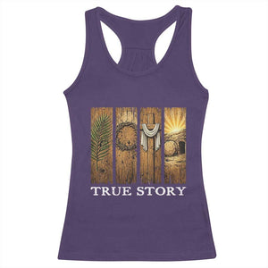 Christian Easter True Story Resurrection Scene Vintage Racerback Tank Top Faith Based Jesus Empty Tomb Gift for Believers TS02 Purple Print Your Wear