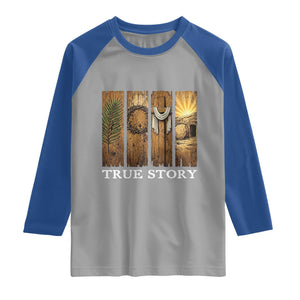 Christian Easter True Story Resurrection Scene Vintage Raglan Shirt Faith Based Jesus Empty Tomb Gift for Believers TS02 Sport Gray Royal Print Your Wear