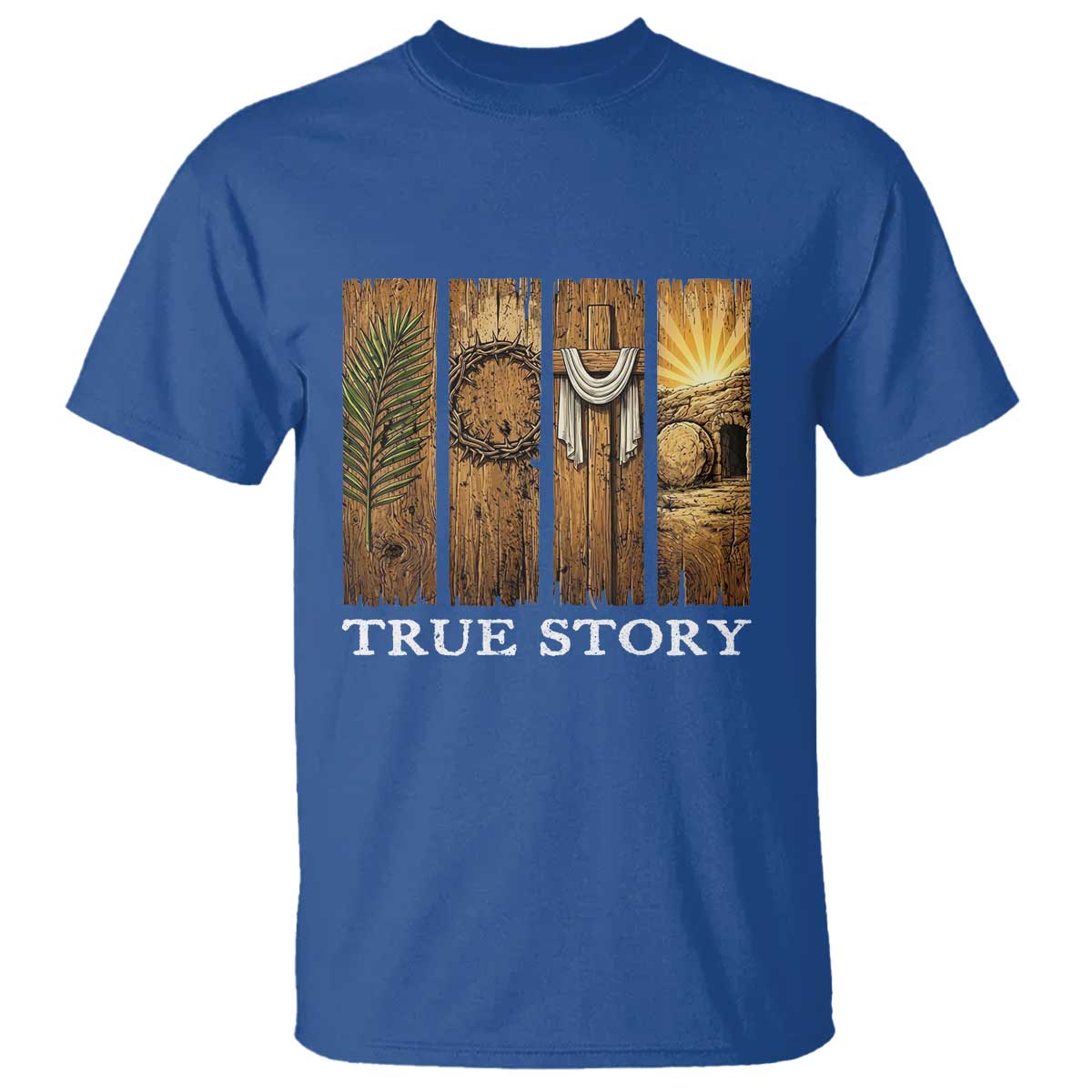 Christian Easter True Story Resurrection Scene Vintage T Shirt Faith Based Jesus Empty Tomb Gift for Believers TS02 Royal Blue Print Your Wear