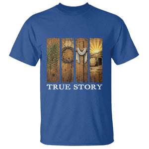Christian Easter True Story Resurrection Scene Vintage T Shirt Faith Based Jesus Empty Tomb Gift for Believers TS02 Royal Blue Print Your Wear