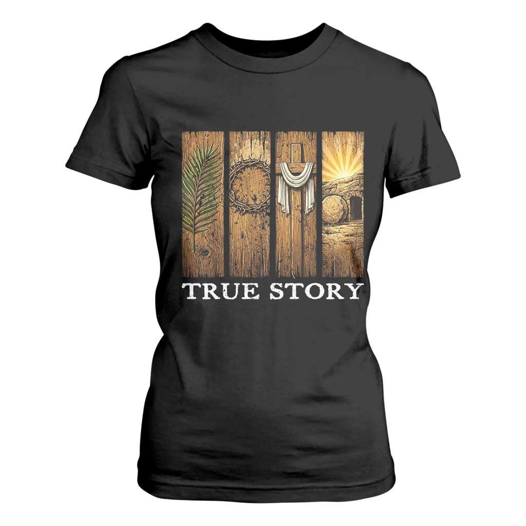 Christian Easter True Story Resurrection Scene Vintage T Shirt For Women Faith Based Jesus Empty Tomb Gift for Believers TS02 Black Print Your Wear