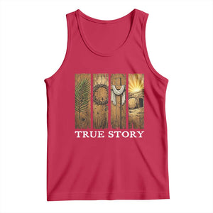 Christian Easter True Story Resurrection Scene Vintage Tank Top Faith Based Jesus Empty Tomb Gift for Believers TS02 Red Print Your Wear
