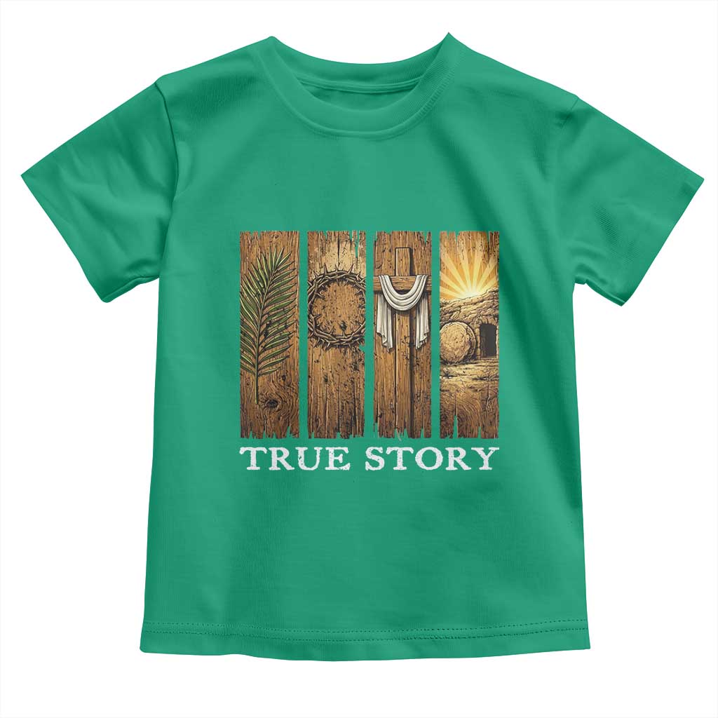 Christian Easter True Story Resurrection Scene Vintage Toddler T Shirt Faith Based Jesus Empty Tomb Gift for Believers TS02 Irish Green Print Your Wear