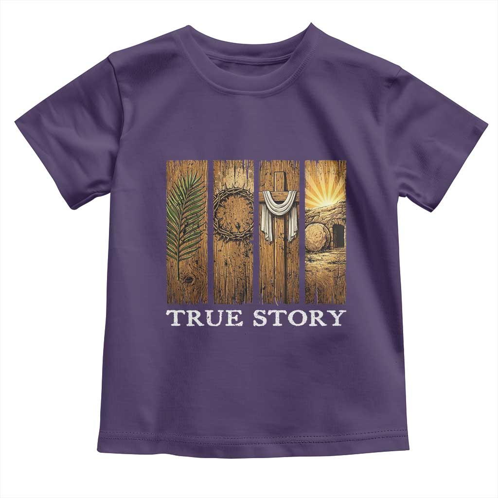 Christian Easter True Story Resurrection Scene Vintage Toddler T Shirt Faith Based Jesus Empty Tomb Gift for Believers TS02 Purple Print Your Wear