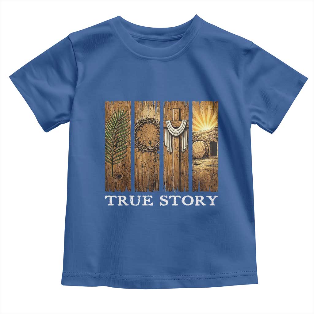 Christian Easter True Story Resurrection Scene Vintage Toddler T Shirt Faith Based Jesus Empty Tomb Gift for Believers TS02 Royal Blue Print Your Wear