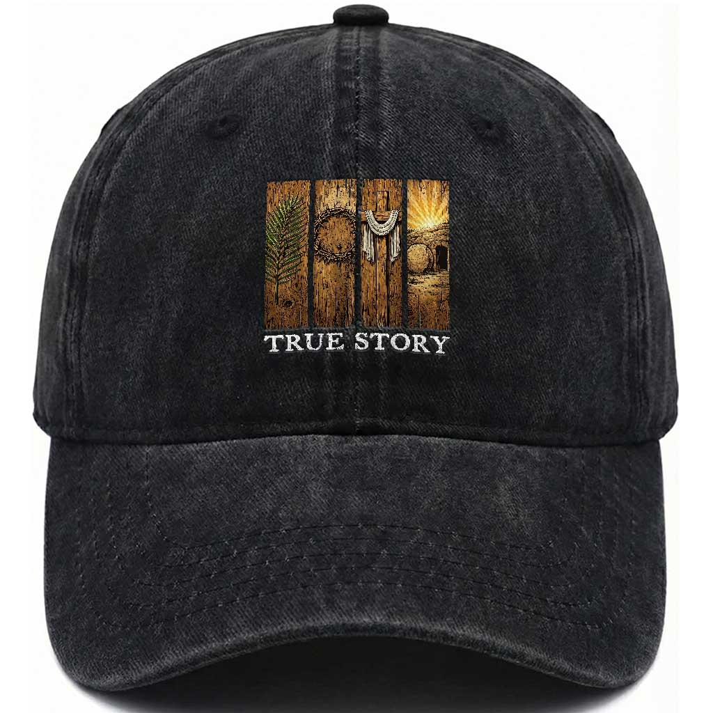 Christian Easter True Story Resurrection Scene Vintage Washed Cotton Baseball Cap Faith Based Jesus Empty Tomb Gift for Believers