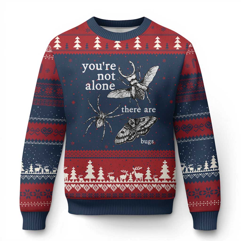 You Are Not Alone There Are Bugs Vintage Dark Academia Ugly Christmas Sweater Insect Entomology Humor Folk Indie Music Lover TS02 Navy Red Print Your Wear