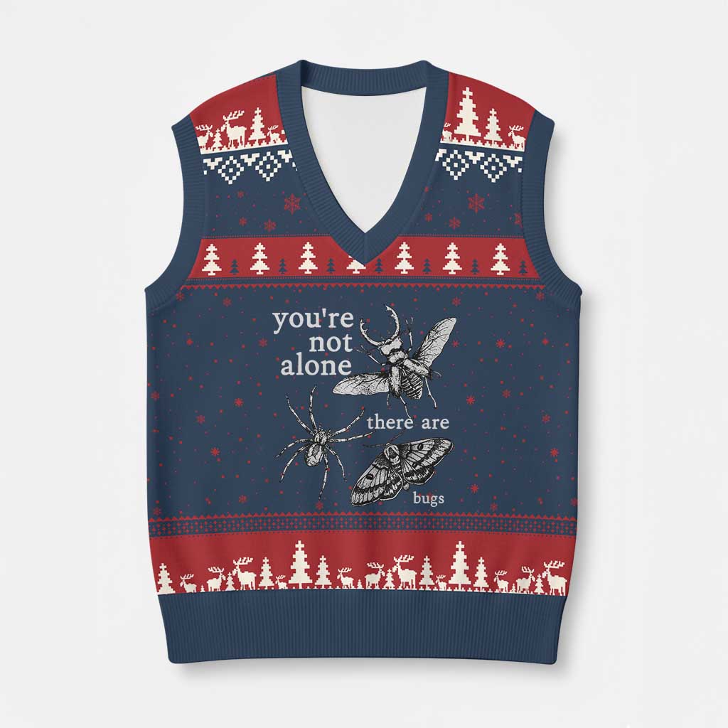 You Are Not Alone There Are Bugs Vintage Dark Academia V-Neck Knit Sweater Vest Insect Entomology Humor Folk Indie Music Lover TS02 Navy Red Print Your Wear