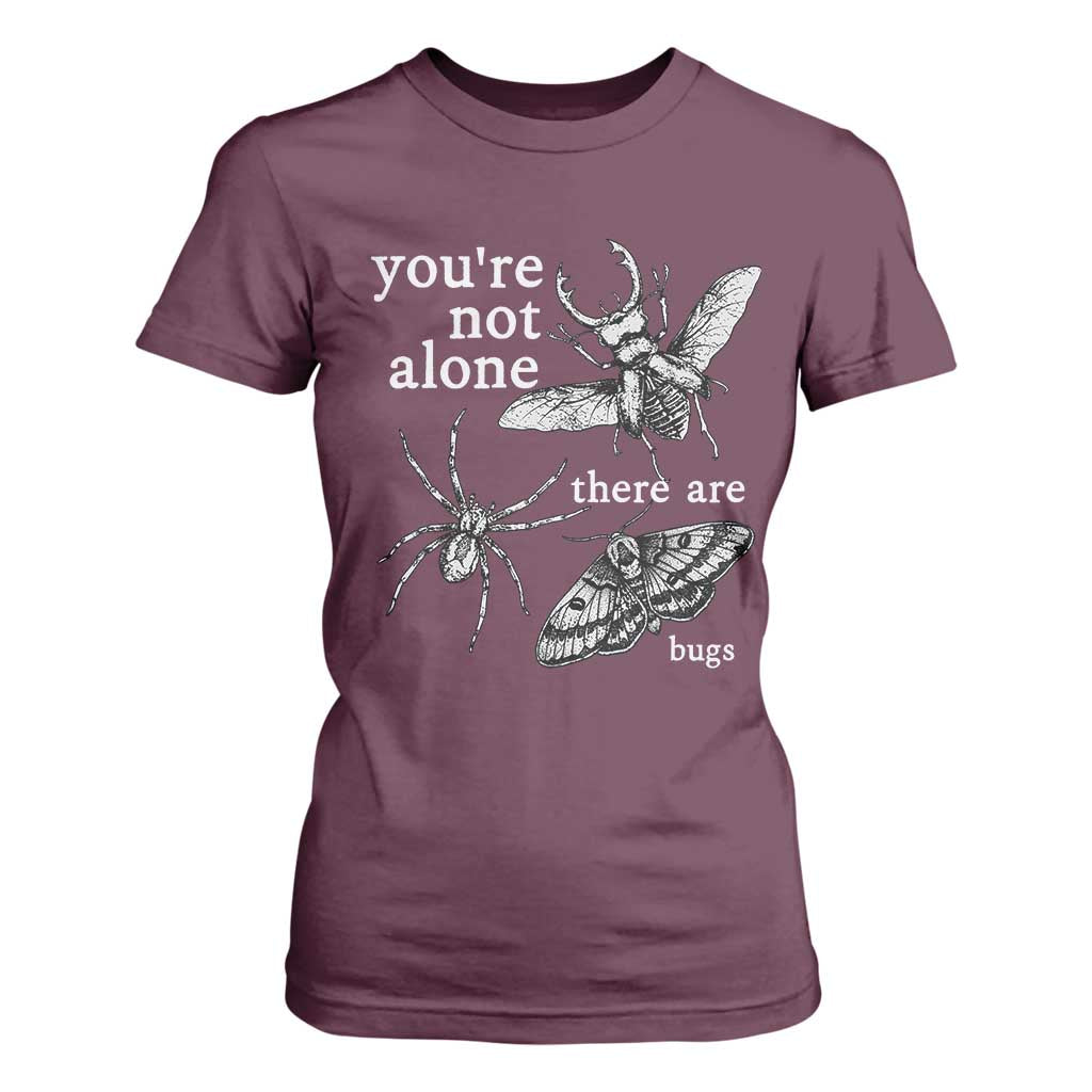 You Are Not Alone There Are Bugs Vintage Dark Academia T Shirt For Women Insect Entomology Humor Folk Indie Music Lover