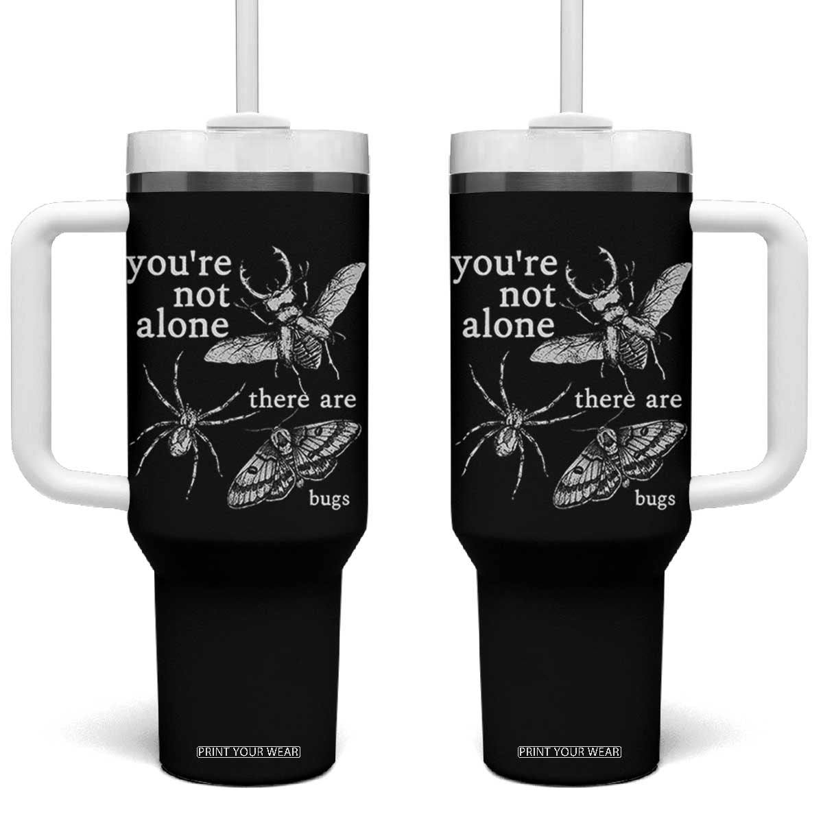 You Are Not Alone There Are Bugs Vintage Dark Academia Tumbler With Handle Insect Entomology Humor Folk Indie Music Lover TS02 One Size: 40 oz Black Print Your Wear