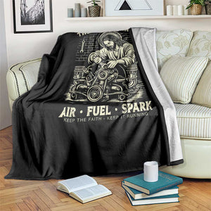 Funny Mechanic Jesus Holy Trinity Air Fuel Spark Vintage Throw Blanket Christian Car Lover Humor Gift for Gearheads TS02 Print Your Wear