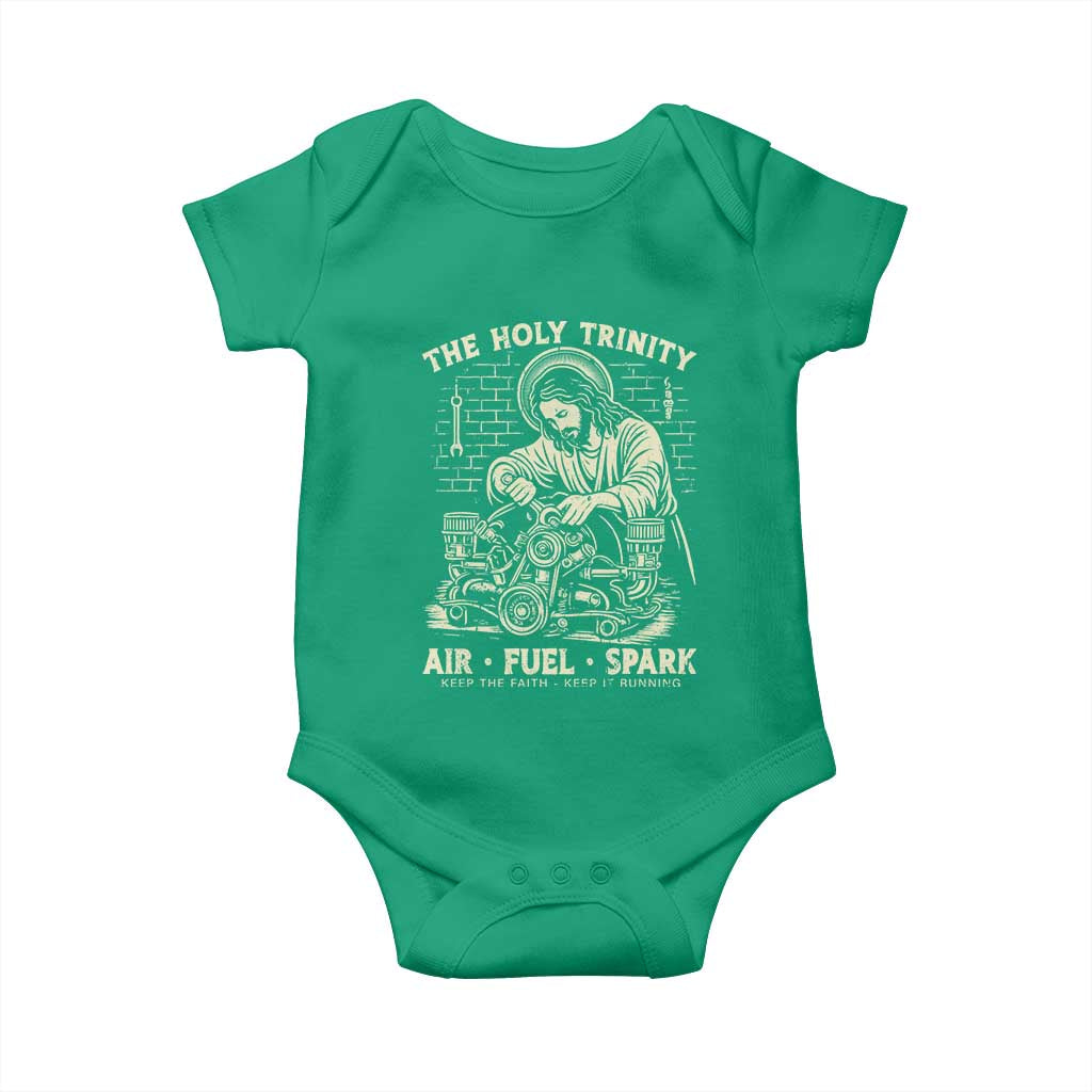 Funny Mechanic Jesus Holy Trinity Air Fuel Spark Vintage Baby Onesie Christian Car Lover Humor Gift for Gearheads TS02 Irish Green Print Your Wear