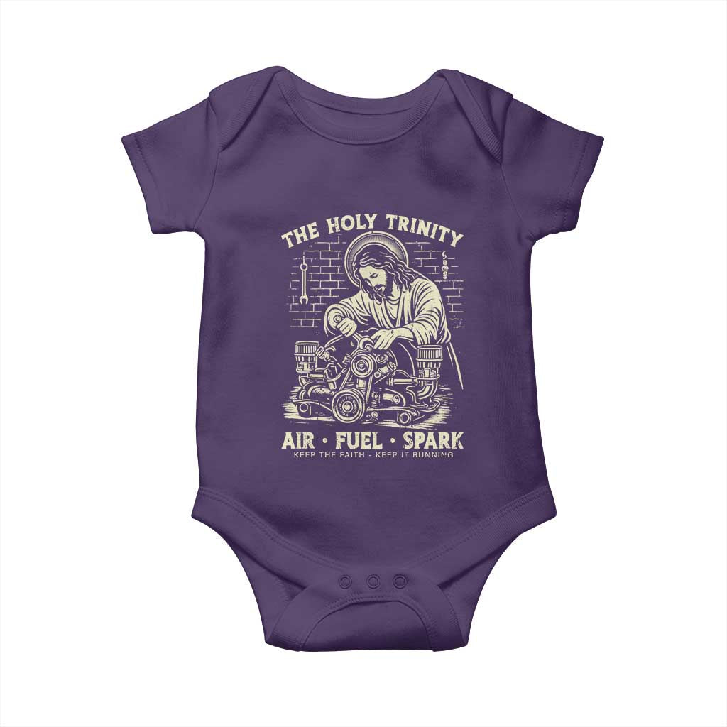 Funny Mechanic Jesus Holy Trinity Air Fuel Spark Vintage Baby Onesie Christian Car Lover Humor Gift for Gearheads TS02 Purple Print Your Wear