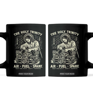 Funny Mechanic Jesus Holy Trinity Air Fuel Spark Vintage Coffee Mug Christian Car Lover Humor Gift for Gearheads TS02 Black Print Your Wear