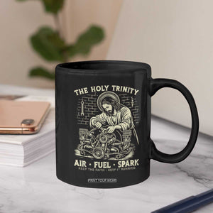 Funny Mechanic Jesus Holy Trinity Air Fuel Spark Vintage Coffee Mug Christian Car Lover Humor Gift for Gearheads TS02 Print Your Wear