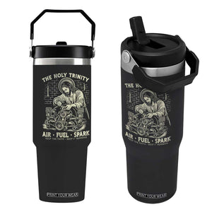Funny Mechanic Jesus Holy Trinity Air Fuel Spark Vintage Flip Straw Tumbler Christian Car Lover Humor Gift for Gearheads TS02 One Size: 30 oz Black Print Your Wear