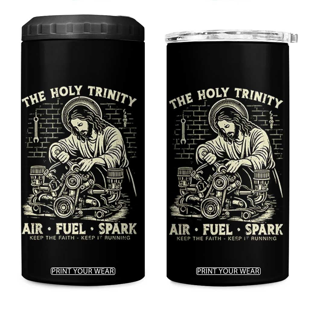 Funny Mechanic Jesus Holy Trinity Air Fuel Spark Vintage 4 in 1 Can Cooler Tumbler Christian Car Lover Humor Gift for Gearheads TS02 One Size: 16 oz Black Print Your Wear