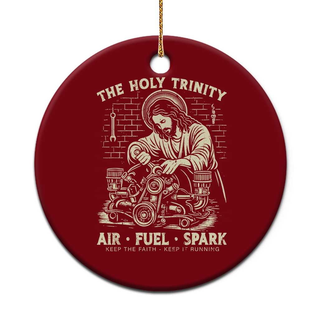 Funny Mechanic Jesus Holy Trinity Air Fuel Spark Vintage Ceramic Ornament Christian Car Lover Humor Gift for Gearheads TS02 1pc Red Print Your Wear