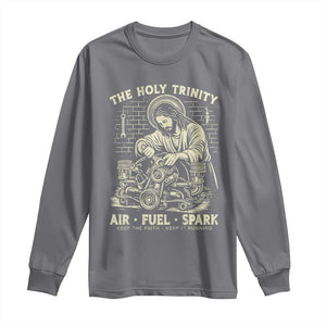 Funny Mechanic Jesus Holy Trinity Air Fuel Spark Vintage Long Sleeve Shirt Christian Car Lover Humor Gift for Gearheads TS02 Charcoal Print Your Wear