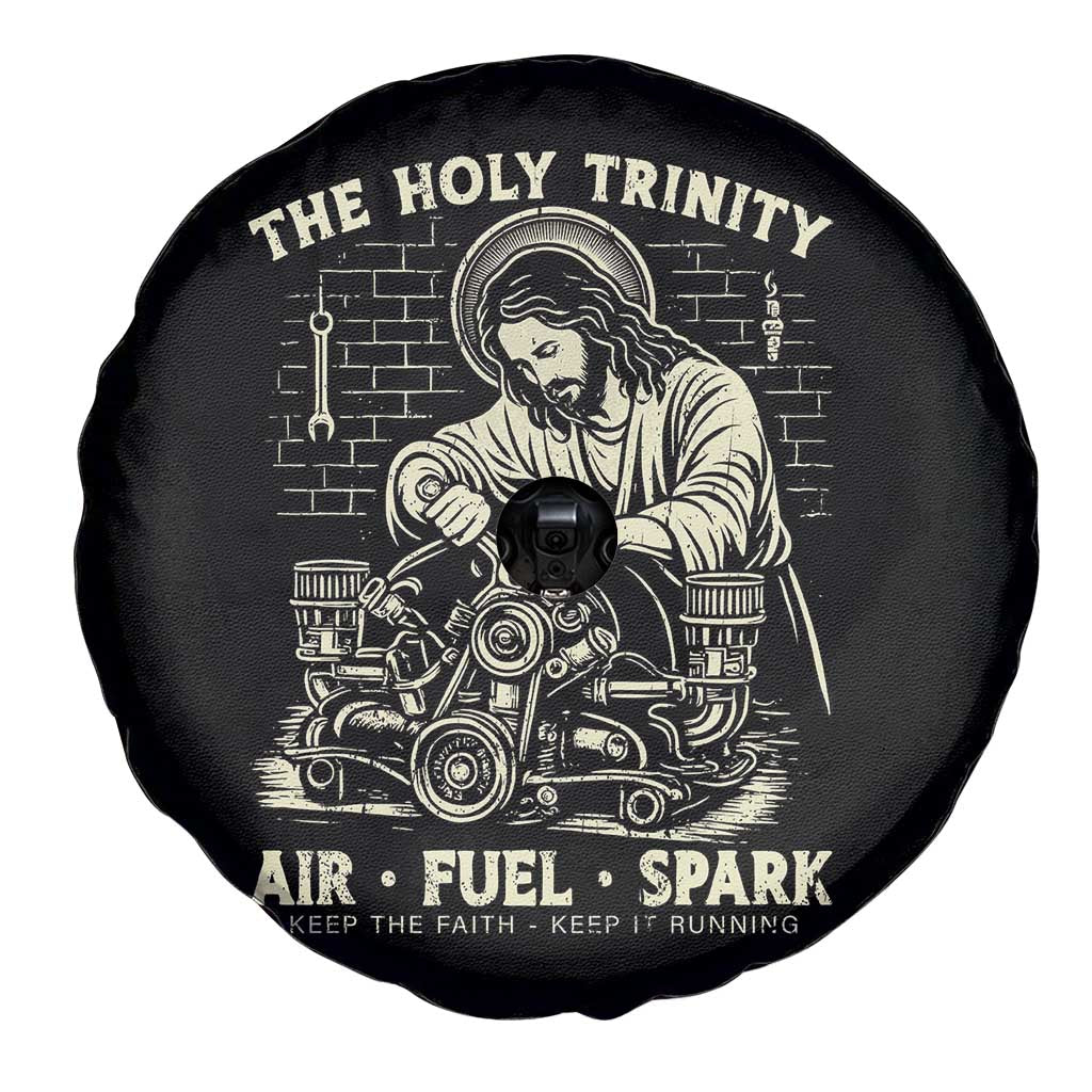Funny Mechanic Jesus Holy Trinity Air Fuel Spark Vintage Spare Tire Cover Christian Car Lover Humor Gift for Gearheads TS02 Print Your Wear