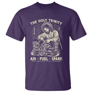 Funny Mechanic Jesus Holy Trinity Air Fuel Spark Vintage T Shirt Christian Car Lover Humor Gift for Gearheads TS02 Purple Print Your Wear