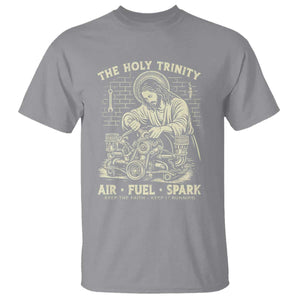 Funny Mechanic Jesus Holy Trinity Air Fuel Spark Vintage T Shirt Christian Car Lover Humor Gift for Gearheads TS02 Sport Gray Print Your Wear
