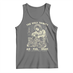 Funny Mechanic Jesus Holy Trinity Air Fuel Spark Vintage Tank Top Christian Car Lover Humor Gift for Gearheads TS02 Black Heather Print Your Wear