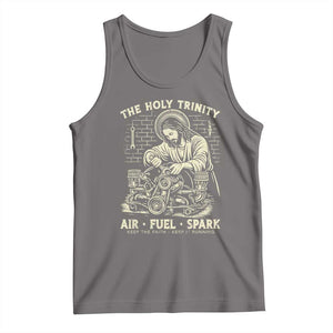 Funny Mechanic Jesus Holy Trinity Air Fuel Spark Vintage Tank Top Christian Car Lover Humor Gift for Gearheads TS02 Deep Heather Print Your Wear
