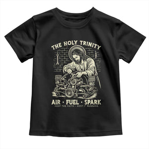 Funny Mechanic Jesus Holy Trinity Air Fuel Spark Vintage Toddler T Shirt Christian Car Lover Humor Gift for Gearheads TS02 Black Print Your Wear