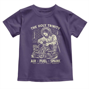 Funny Mechanic Jesus Holy Trinity Air Fuel Spark Vintage Toddler T Shirt Christian Car Lover Humor Gift for Gearheads TS02 Purple Print Your Wear