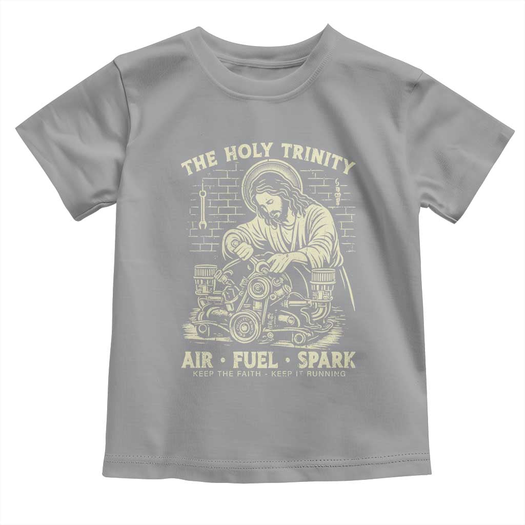 Funny Mechanic Jesus Holy Trinity Air Fuel Spark Vintage Toddler T Shirt Christian Car Lover Humor Gift for Gearheads TS02 Sport Gray Print Your Wear