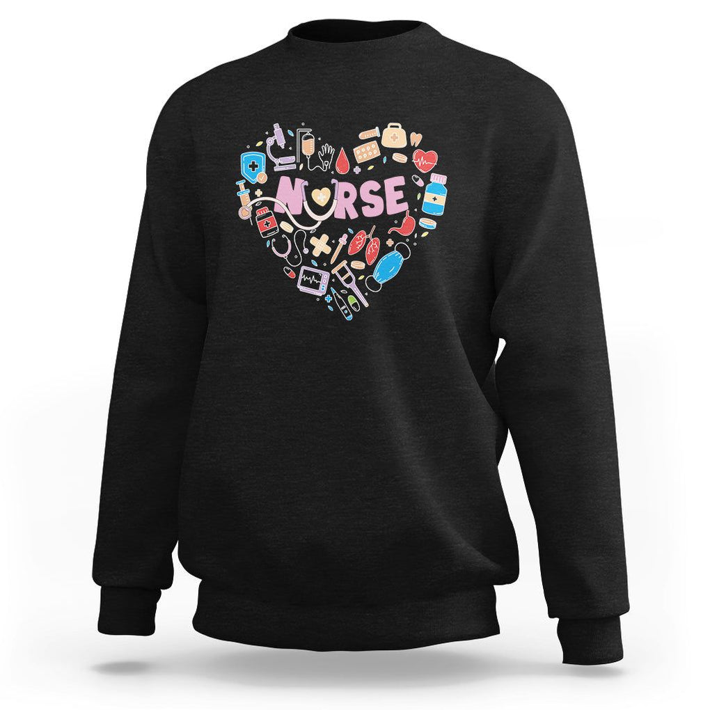 Nurse Life Sweatshirt Stethoscope Heart Nursing Appreciation Scrub Life TS02 Black Printyourwear