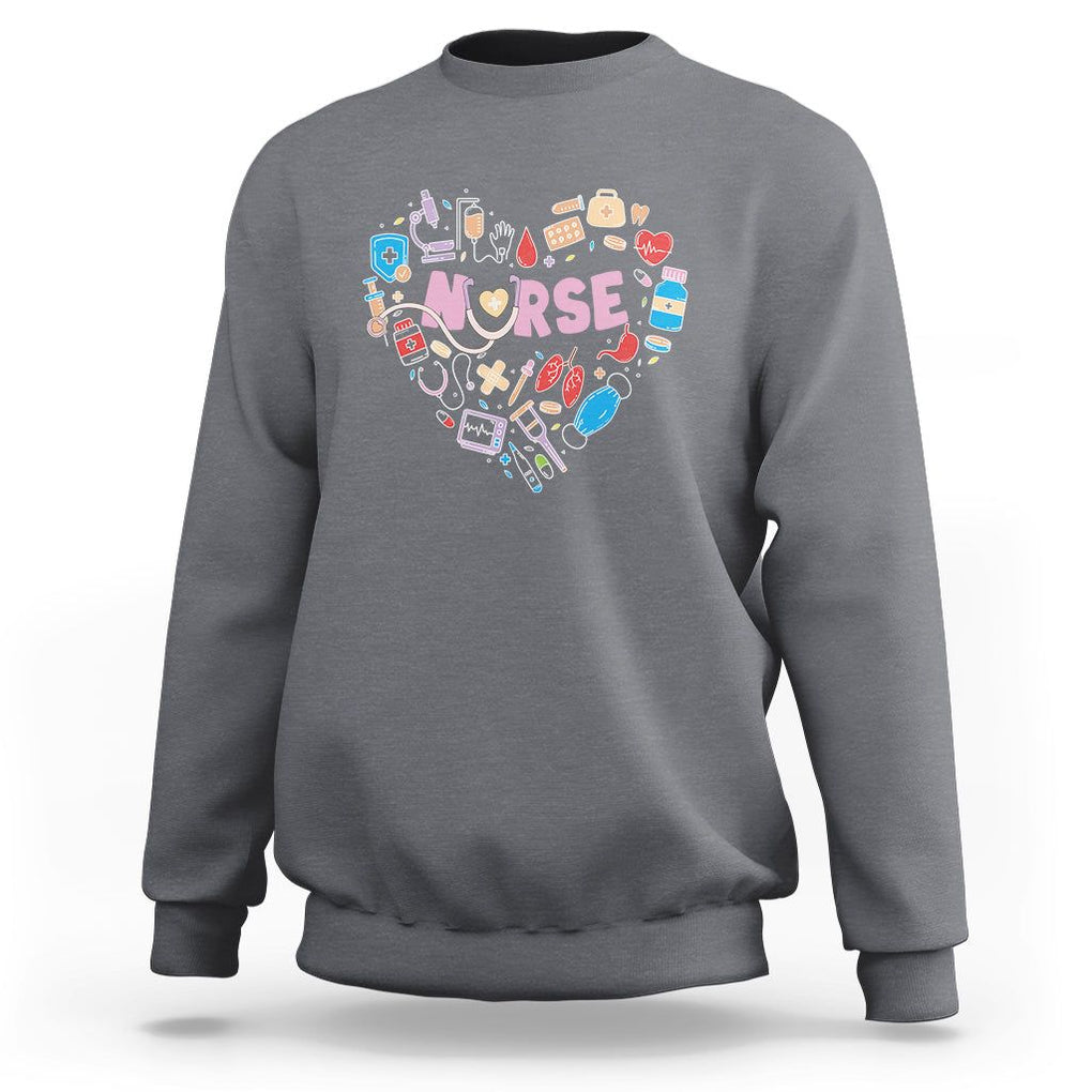 Nurse Life Sweatshirt Stethoscope Heart Nursing Appreciation Scrub Life TS02 Charcoal Printyourwear