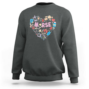 Nurse Life Sweatshirt Stethoscope Heart Nursing Appreciation Scrub Life TS02 Dark Heather Printyourwear