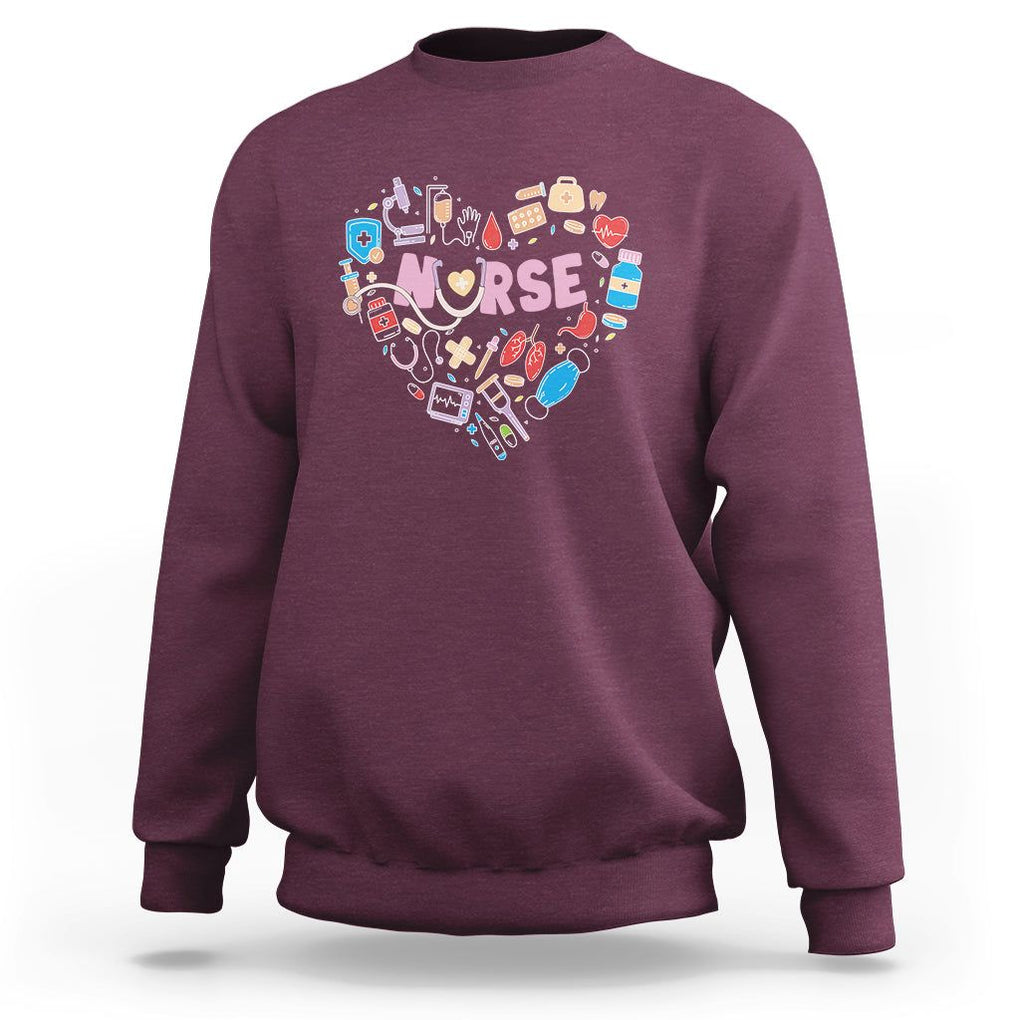 Nurse Life Sweatshirt Stethoscope Heart Nursing Appreciation Scrub Life TS02 Maroon Printyourwear